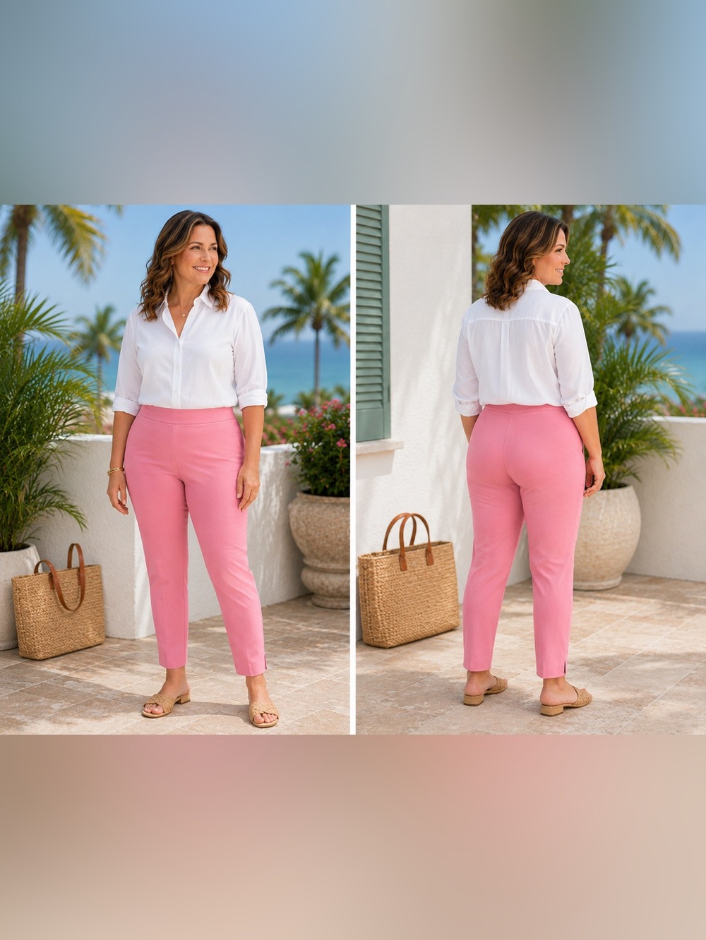 NWT Talbots Chatham Ankle Pants Size 14, Curvy, Pink, Slim Leg, Stretch